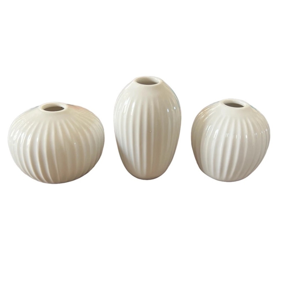 Kahler Hammershoi White Porcelain Vases Set Of 3 Hans-Christian Bauer